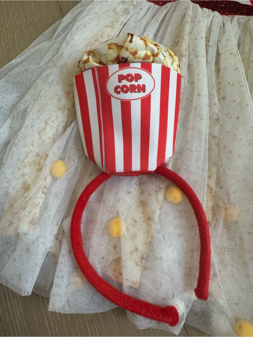 Popcorn Costume Dress - Spirit red and white with headband
